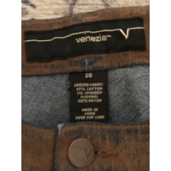 Women's Venezia Plus Size Suede Feeling Brown Distressed Size 26 Pant - Picture 3 of 8